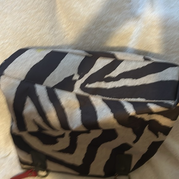 Zebra animal print purse with red leather straps tote bag - Picture 6 of 7